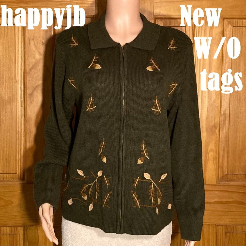 NWOT Vintage Classic Elements Knit Embroidered Sweater Size L - Picture 2 of 15